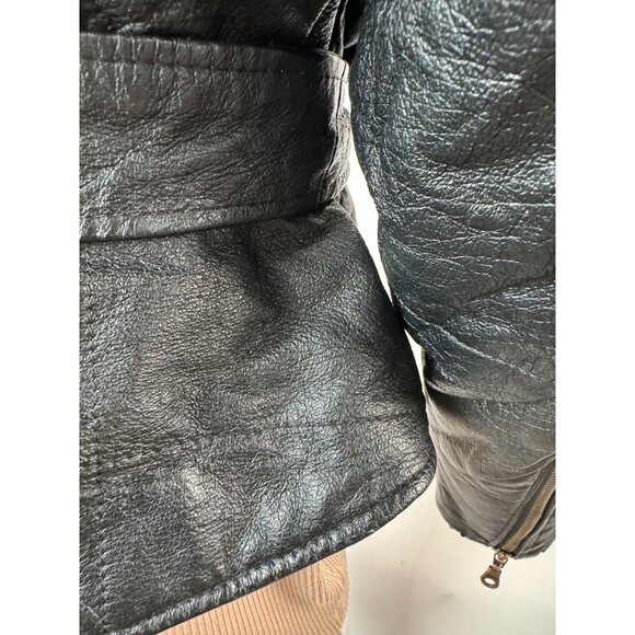 Genuine Leather Northern Style Womens Jacket With Belted Waist Zip Size L Black - Picture 12 of 16